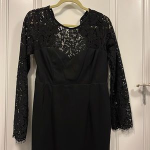 Black formal gown, lace top, mermaid
